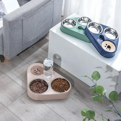 3 In 1 Pet Food Bowl with Automatic Drinking Station