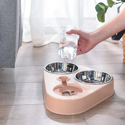 3 In 1 Pet Food Bowl with Automatic Drinking Station