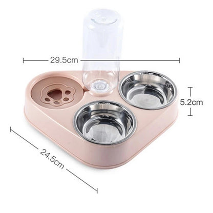 3 In 1 Pet Food Bowl with Automatic Drinking Station